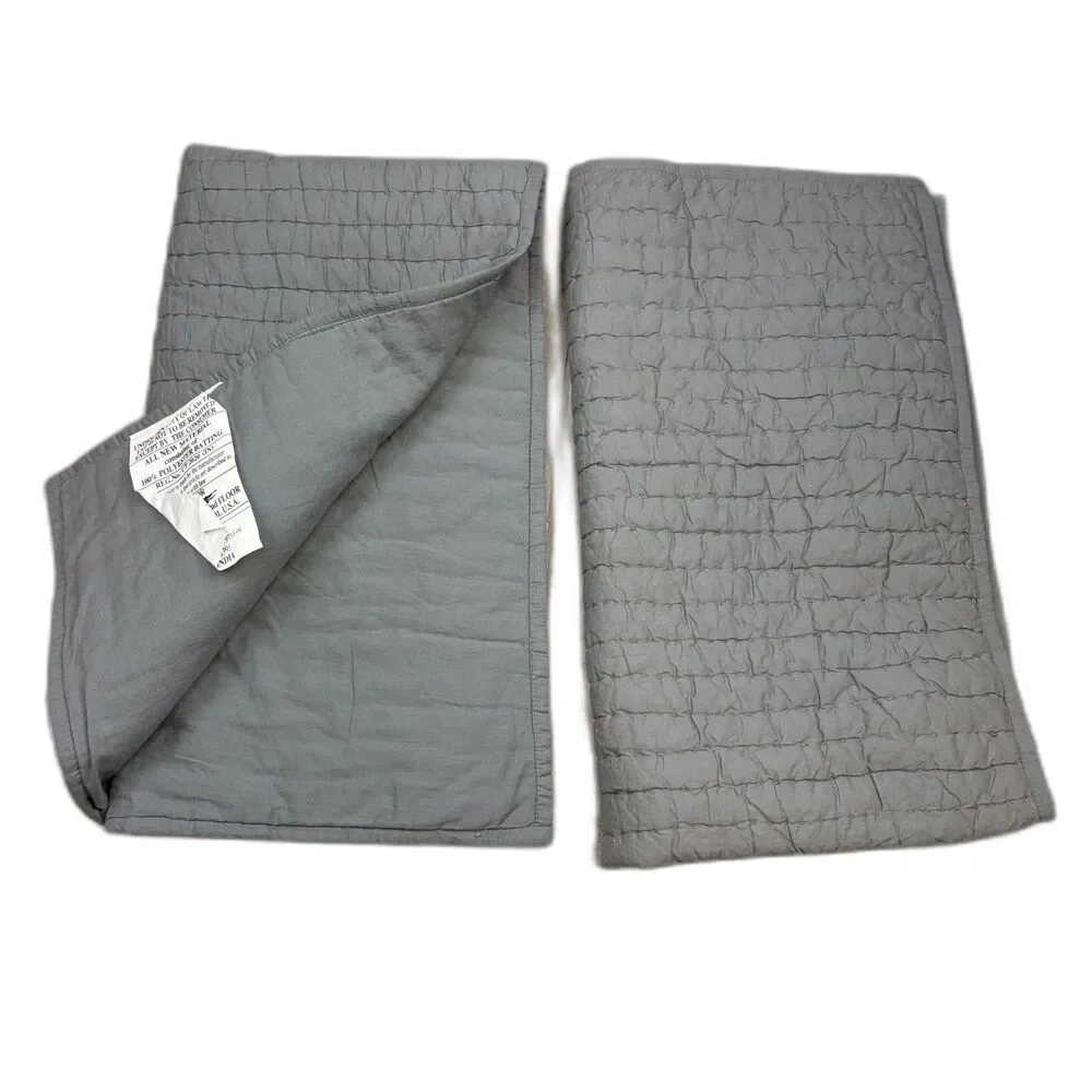 West Elm Airy Cotton Voile Solid Quilted King Sham Set Graystone *FLAW*